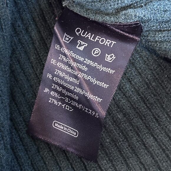 Qualfort Wrap Cardigan Knit Sweater Womens L Green Balletcore Warm Soft Cozy - Picture 7 of 8